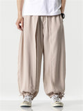 Men's Japanese Trendy Loose Solid Color Ankle-Tied Pants