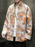 Men's Tang Dynasty Print Faux Suede Jacket