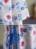 Rural Style Floral Print Cotton Linen Shirt