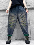 Women's Retro Raw Edge Line Oversized Harem Pants