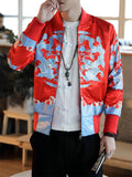 Male Hip Hop Chinese Dragon Print Slim Fit Baseball Jacket