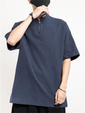 Men's Retro Cloud Embroidered Stand Collar Linen Shirt