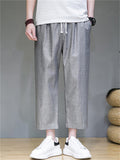 Loose Cozy Cotton Linen Ankle Length Casual Pants for Men