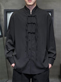 Men's Silk-Like Skin-Friendly Knot Button Black Shirt