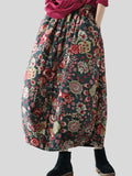 Ladies Retro Ethnic Style Printed Loose Autumn Winter Skirts