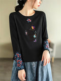 Female Round Neck Butterflies Pattern Long Sleeve Shirts