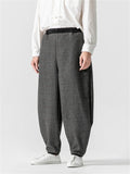 Men's Autumn Winter Color Contrast Plaid Wool Blend Pants