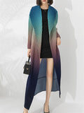 Female Gradient Color Lace-Up Pleated Shawl Collar Jacket