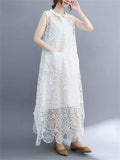 Ladies Temperament Large Size Cutout Lace Tank Dress