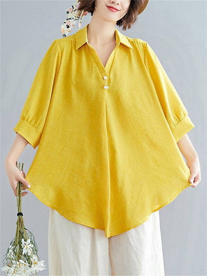 Holiday Cozy V Neck Half Sleeve Loose Shirt for Women