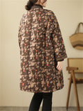 Retro Flower Print Women's Mid-length Cotton Jackets