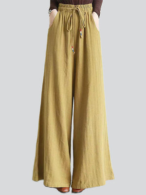 Women's Casual Oversized Cotton Linen Wide Leg Pants