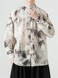 Men's Chinese Style Bamboo Leaf Shadow Linen Shirt