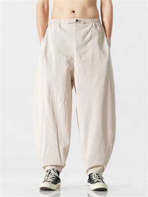 Men's Chinese Style Cotton Linen Baggy Casual Pants