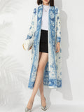 Vintage Ethnic Printed Cardigan Long Coat for Women