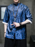 Men's Retro Jacquard Summer Cozy Ice Silk Tang Suit Shirt