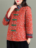 Women's Bright Ethnic Print Winter Cotton Coats