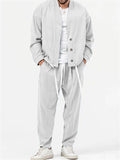 Men's Simple Oversized Drawstring Hem Shirt + Baggy Pants