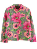 Female Sunflower Print Vivid Stand-up Collar Quilted Coat