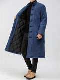 Men's Mid-length Corduroy Oriental Style Thickended Overcoats