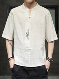 Summer Men's Pullover Chinese Phoenix Embroidered Shirt