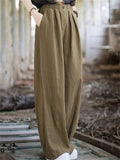 Ladies Wide Leg Button Decor Floor Length Trouser