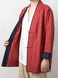 Plain Cotton Linen Long Sleeve Knot Button Men's Jacket