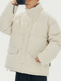 Male Solid Puffer Jackets Corduroy Cotton-padded Coats