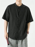 Men's Pure Color Short Sleeve Irregular Shirts