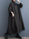 Women's Ethnic Style High Neck Loose Flowy Dress