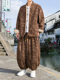 Men's Lamb Wool Reversible Jacket Ankle-tied Pants Chinese Style Thick Outfits