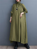 Women's Ethnic Style High Neck Loose Flowy Dress