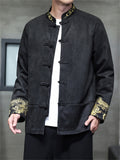 Men's Oriental Dragon Embroidery Knot Button Jackets