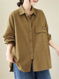 Women's Spring Retro Lapel Button Up Oversized Shirt