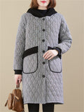 Women's Elegant Single-Breasted Mid-Length Warm Hooded Cotton Coat