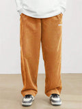 Men's Fashion Elastic Waist Straight Leg Corduroy Pants