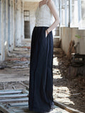 Women's Patchwork Cotton Linen High-Rise Wide Leg Pants