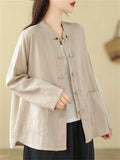 Chinese Style Knot Button Pure Cotton Kungfu Shirt for Women