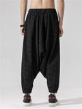 Chinese Style Men's Patchwork Harem Pants with Decorative Belt