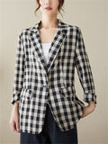 Ladies Casual Fashion One Button Plaid Suit Jacket