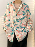 Flower Print Ice Silk Hawaiian Shirt for Men