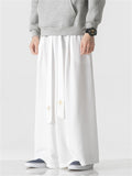 Male Chinese Style Lotus Print Wide Leg Pants