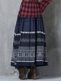 Women's Dark Blue Casual Embroidery Ankle-length Skirts