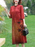 Peony Flower Pattern Women's Classy Cheongsam Dresses