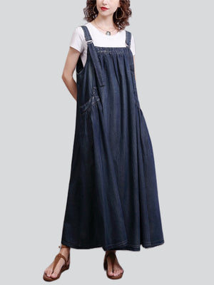 Simple Loose-fitting Suspender Dresses for Ladies