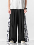 Men's Retro Fan Dragon Lucky Koi Print Lace Up Hakama Pants