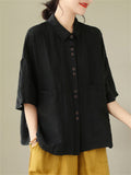 Female Chic Turn-down Collar Button Up Shirt with Pockets