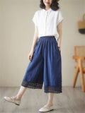 Women's Summer Lace Spliced Wide Leg Pants