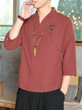 "Hai Na Bai Chuan" Hanzi Embroideried Male Summer Shirt