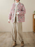 Casual Floral Print Quilted Jackets for Ladies